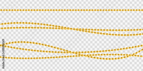 Vector realistic isolated beads necklace pattern for decoration and covering on the transparent background. Concept of jewelry and beauty.