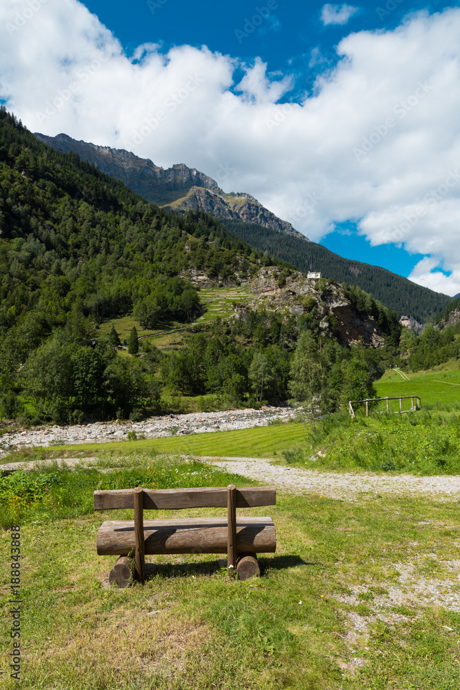 Wooden bench in the park, nobody Wooden bench in the park, nobody