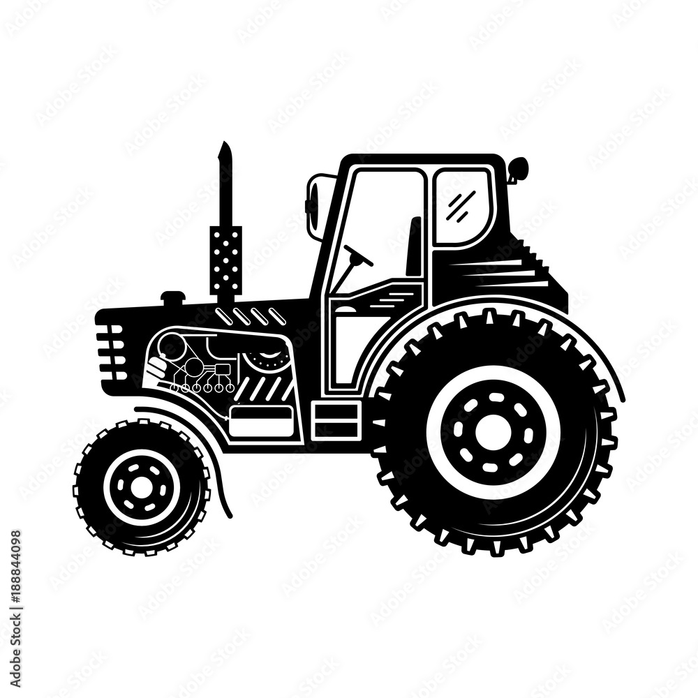 Obraz premium Black tractor icon.