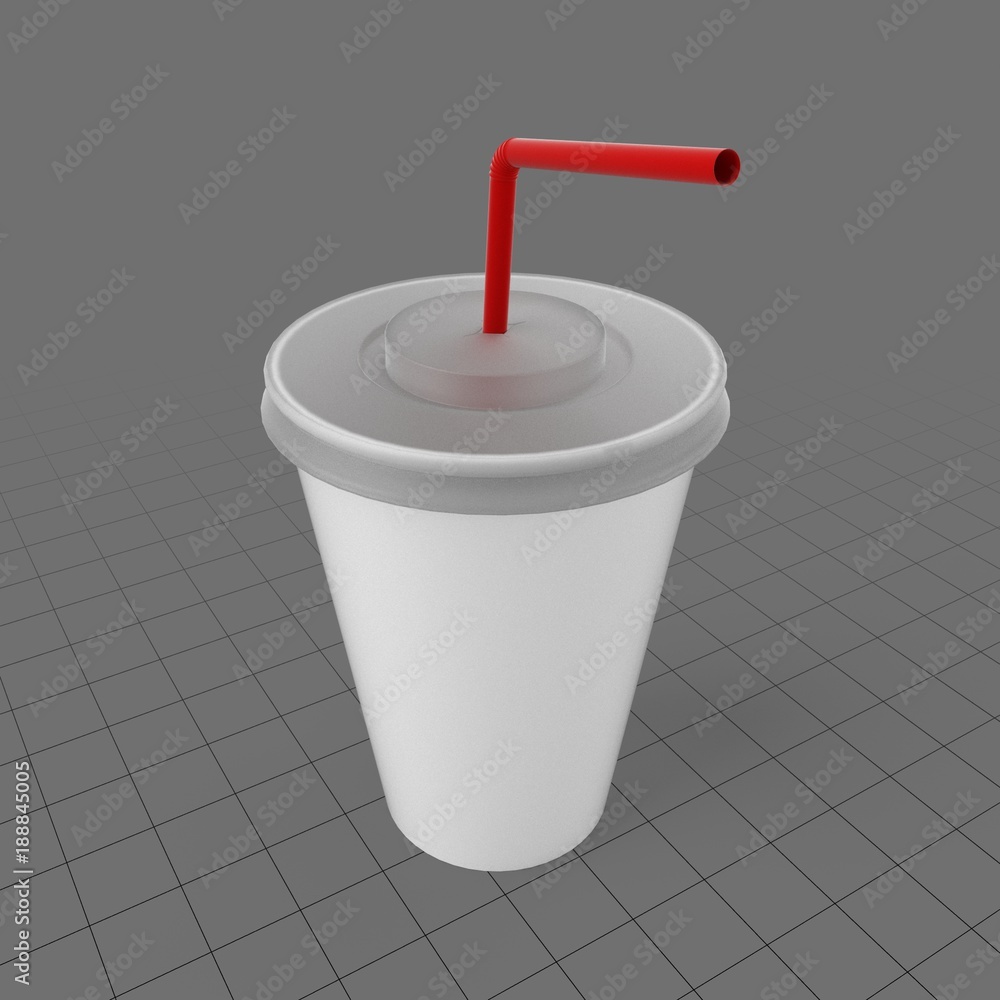 Paper cup with lid and straw Stock 3D asset | Adobe Stock