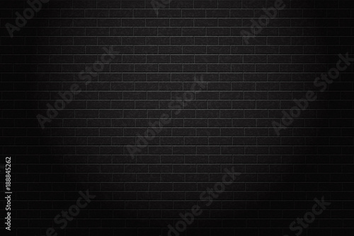 Vector realistic isolated black brick wall background for decoration and covering.