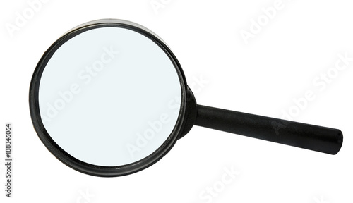 A magnifying glass or magnifying glass have a white background.