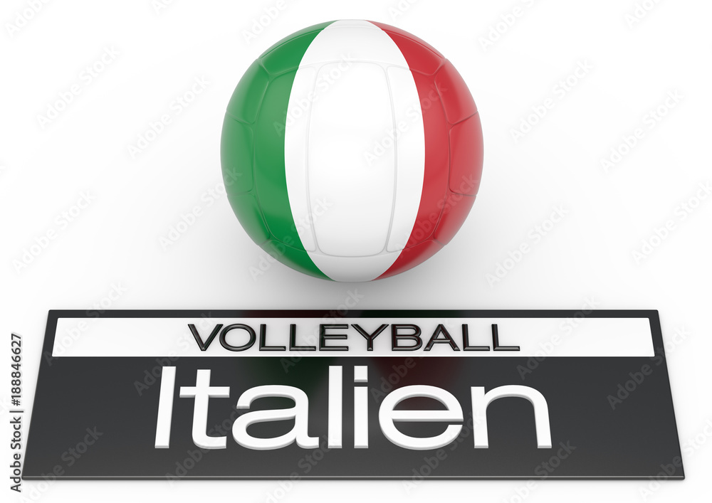 Fototapeta premium Volleyball mit Italien Flagge, Deutsche Version, 3D-Rendering