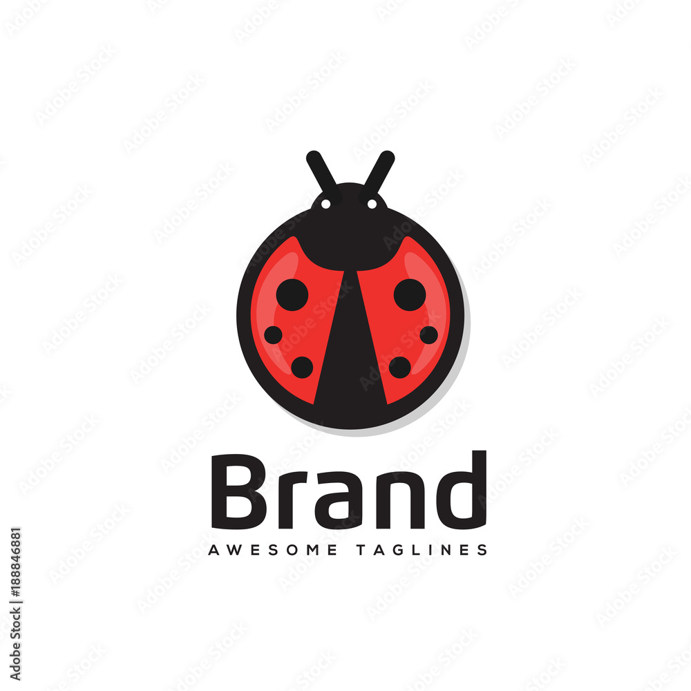 Naklejka premium Ladybug is an arthropod logo vector,.The insect beetle, ladybug icon and logo style vector symbol stock