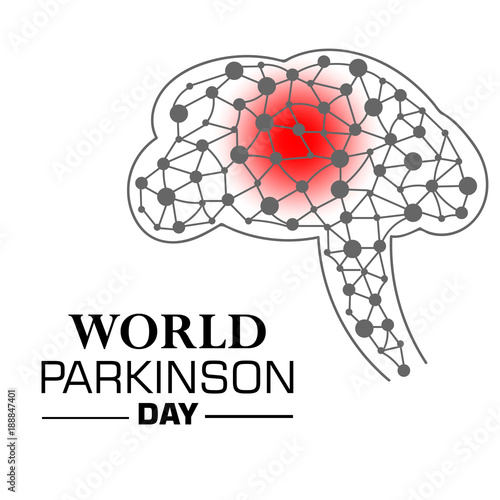 Vector illustration of a Banner for World Parkinson's Day. Brain and neurons