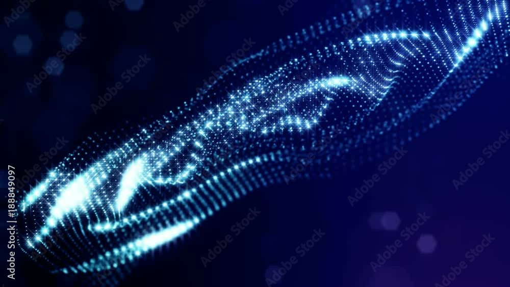 blue seamless abstract background with particles. Virtual space with ...