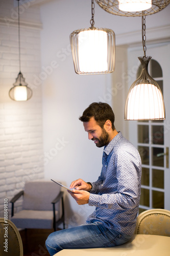 Young man with digital tabl...