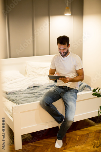 Young man with digital tabl...