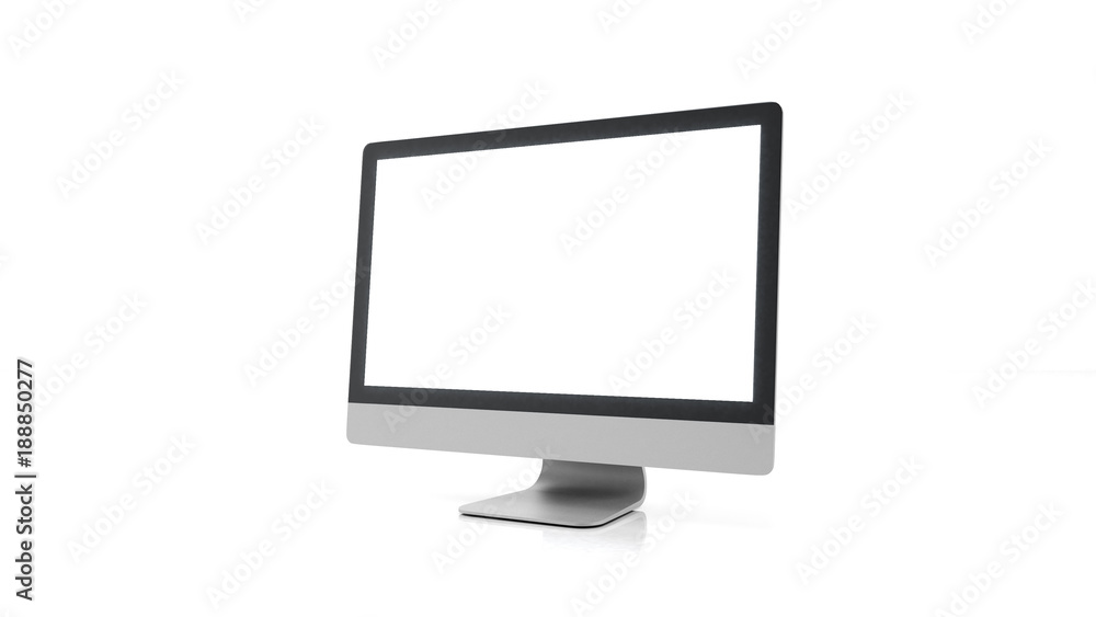 Modern computer realistic monitor isolated on white background.3d rendering Modern computer realistic monitor isolated on white background.3d rendering