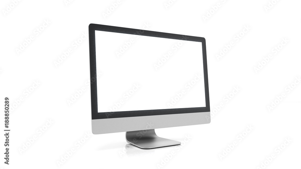 Modern computer realistic monitor isolated on white background.3d rendering Modern computer realistic monitor isolated on white background.3d rendering