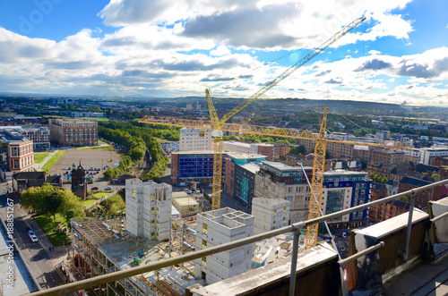 The construction of Glasgow`s International Technology and Renewable Energy Zone which includes the Inovo building and the Technology and Innovation Centre.