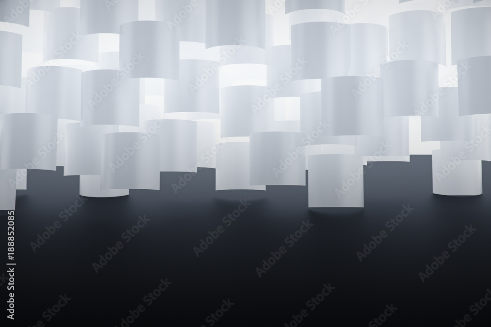 Fototapeta premium Empty light abstract scene interior,papers on the wall.