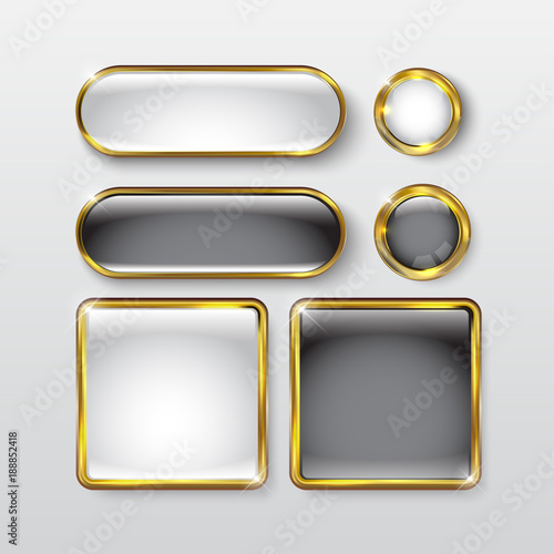 Button set web glossy black Gold