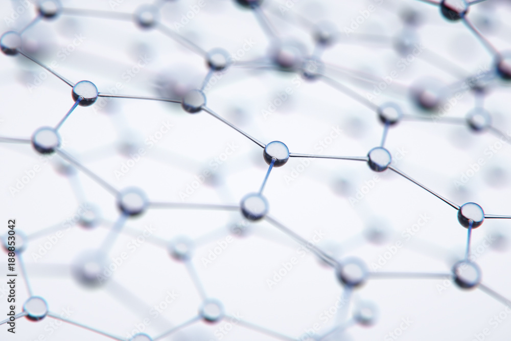 Abstract 3D Rendering of Structure with Spheres，molecule model，science wit background.