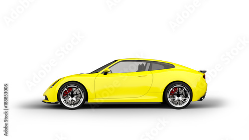 yellow sports car isolated on white background