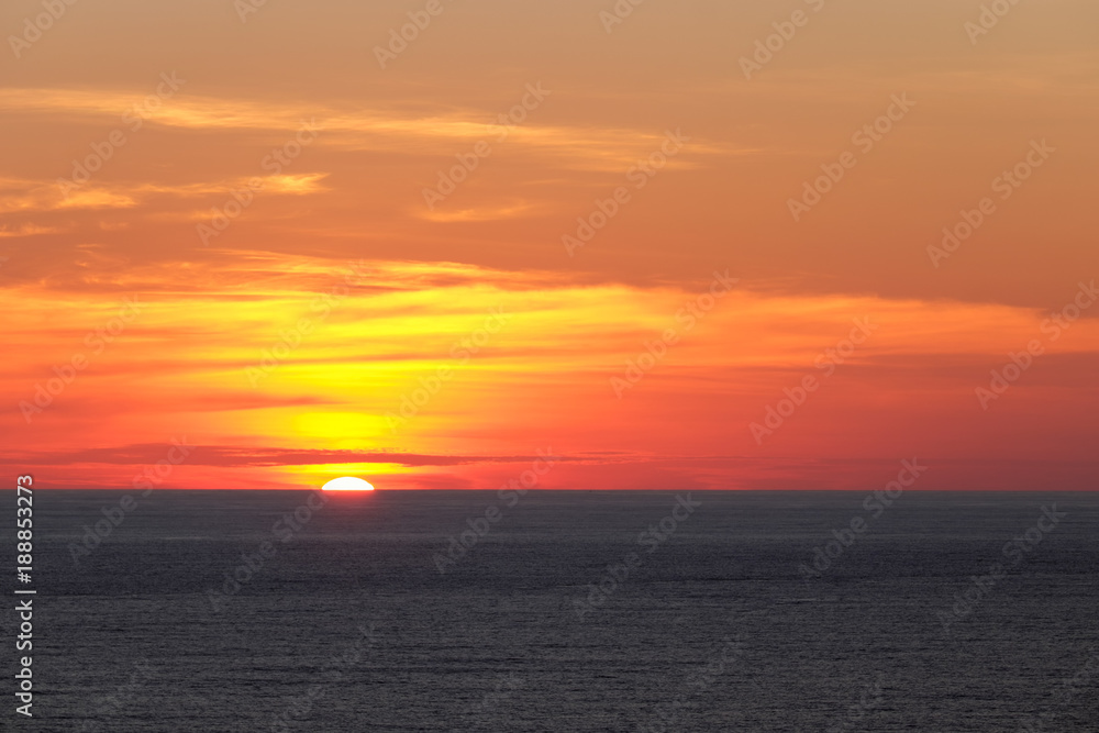 Beautiful sunset above the sea, Phromthep cape, Phuket Island, Thailand.