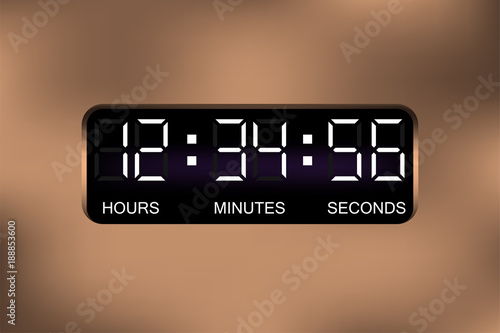 Digital alarm clock. Time, display. Digital watch. Vector illustration. Eps10