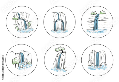 Vector illustration of waterfall.