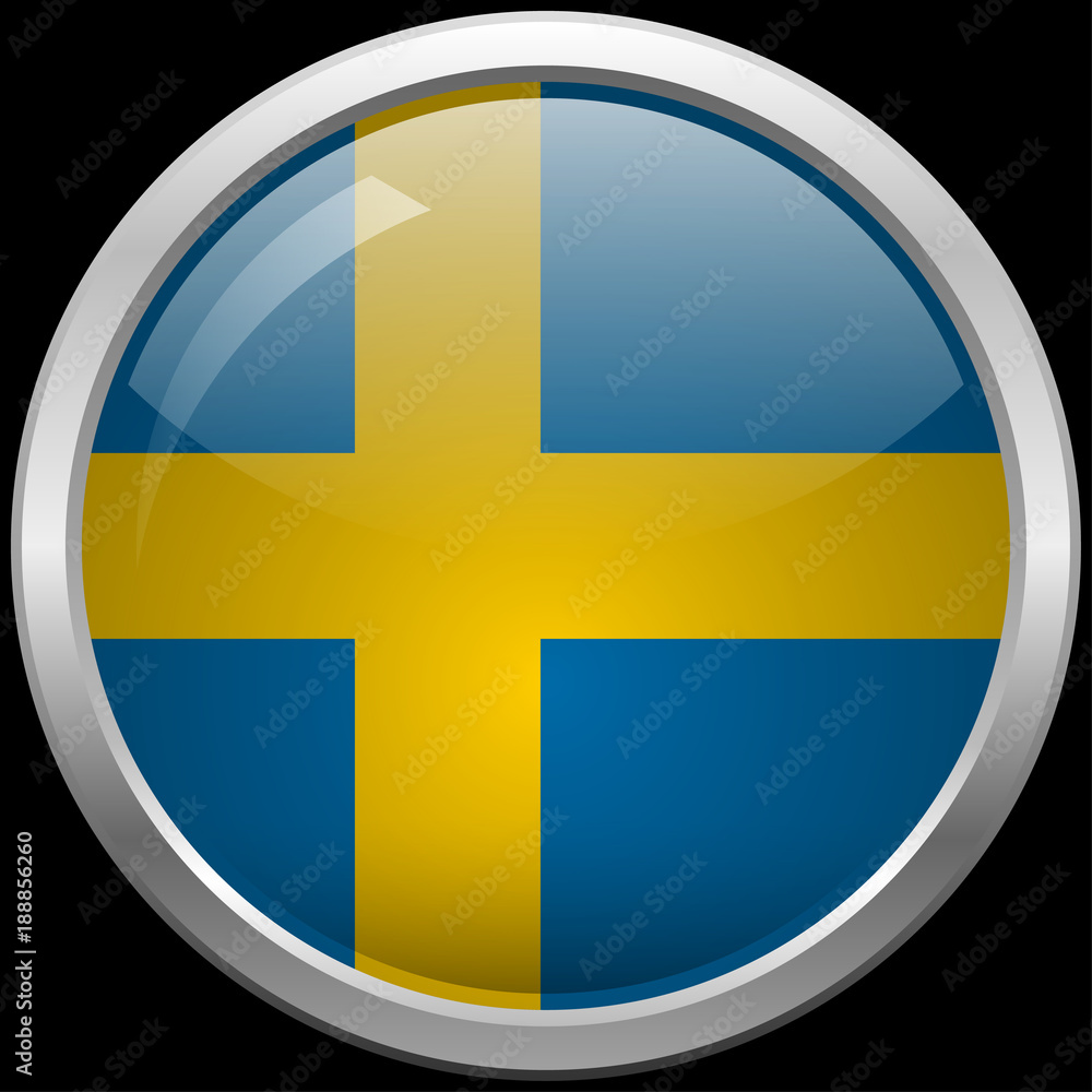 Swedish flag glass button vector illustration Swedish flag glass button vector illustration