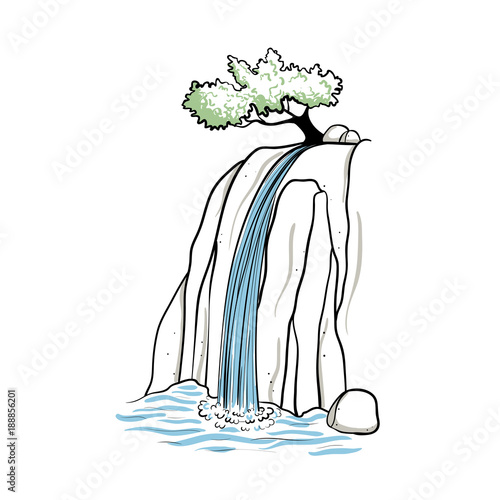 Vector illustration of waterfall.