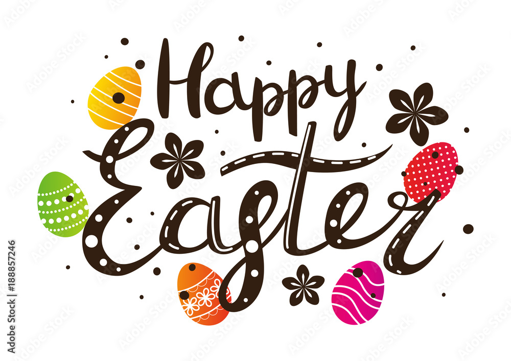 Easter lettering with colored eggs Easter lettering with colored eggs