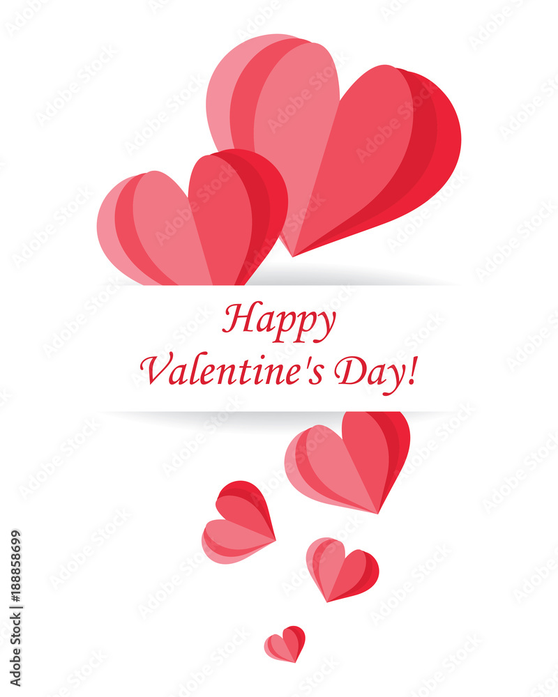 Valentines day card with paper heart. Vector. Valentines day card with paper heart. Vector.