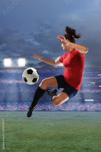 Female Soccer Player Performing Back Kick