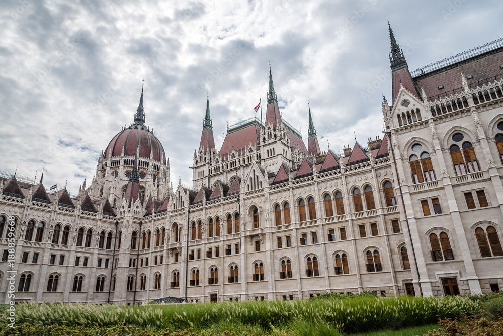 Outdoors view of Hungarian Parliament Building
