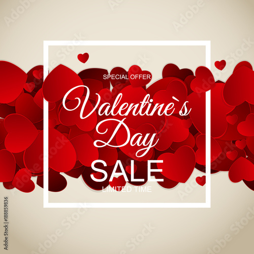 Valentines Day Sale, Discont Card. Vector Illustration