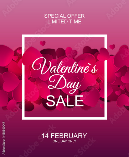 Valentines Day Sale, Discont Card. Vector Illustration