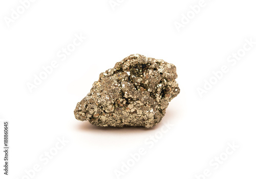 Pyrite mineral isolated on white background