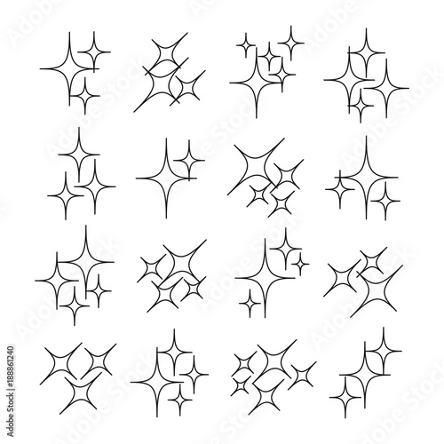 Sparkle line icon set