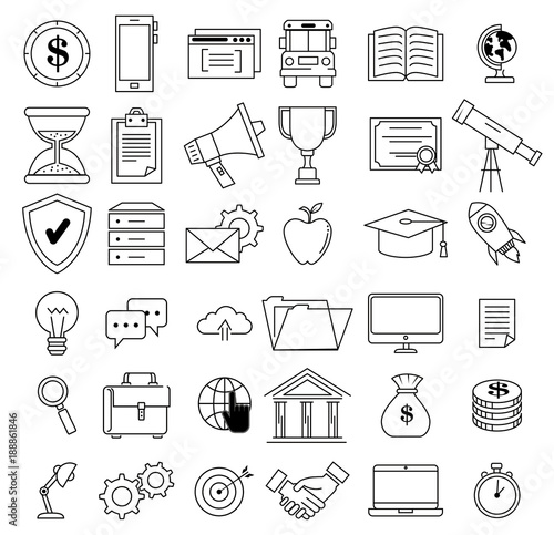 success business set icons vector illustration design