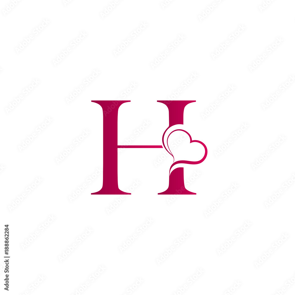 H letter logo with heart icon, valentines day concept H letter logo with heart icon, valentines day concept