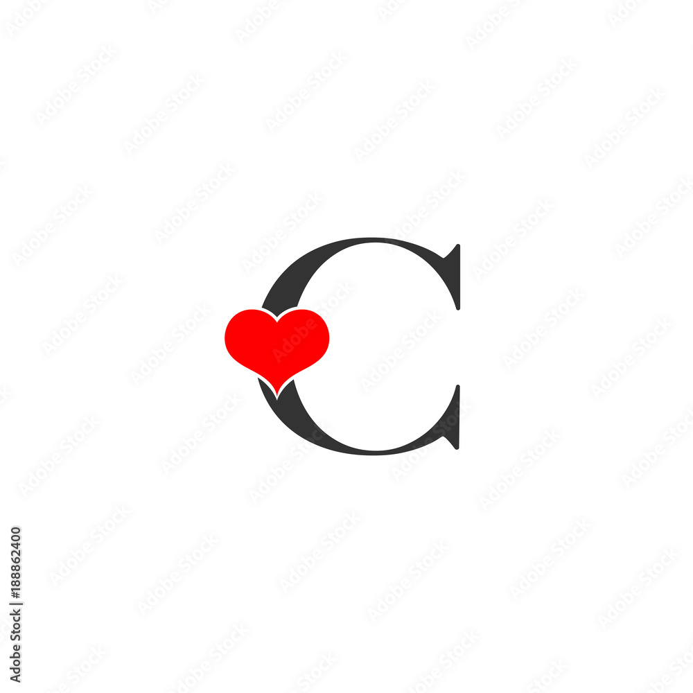 C letter logo with heart icon, valentines day concept C letter logo with heart icon, valentines day concept