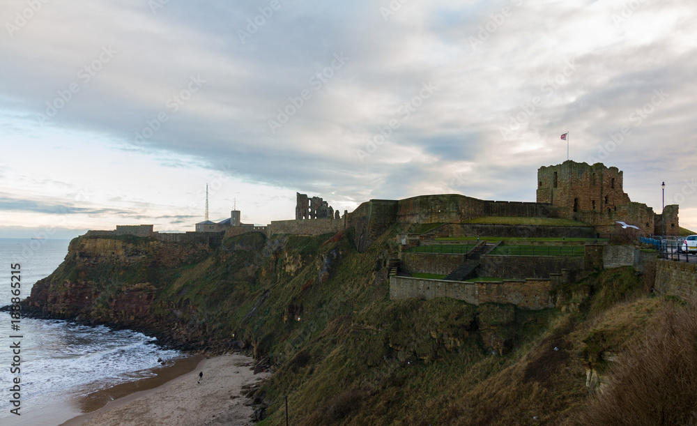 Medieval Tynemouth Priory and Castle ruins- King Edward's Bay view Medieval Tynemouth Priory and Castle ruins- King Edward's Bay view