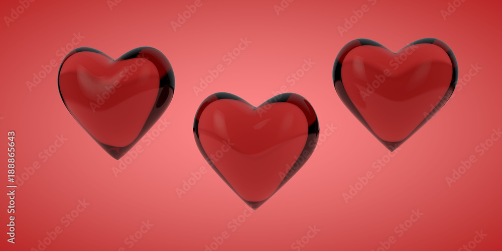 3D render - sweet beautiful hearts on white background. 3D render - sweet beautiful hearts on white background.