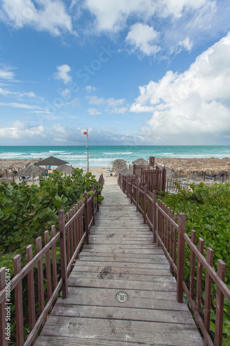 Wooden pathway to the beach in Cayo Santa Maria, Cuba