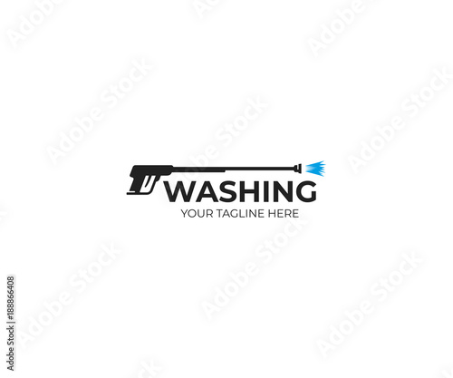 Pressure washing gun logo template. Cleaning vector design. Tools illustration