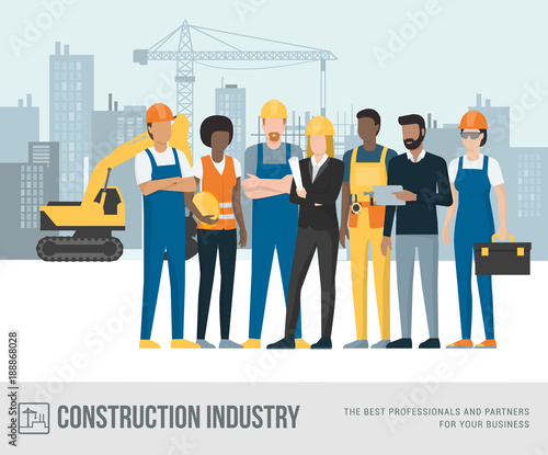 Construction workers and engineers