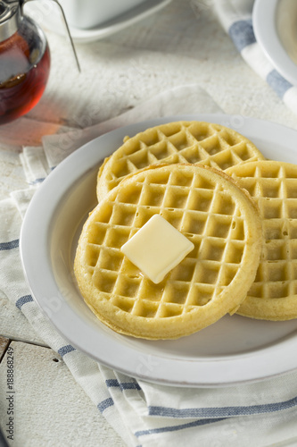 Brown Hot Freezer Waffles with Butter
