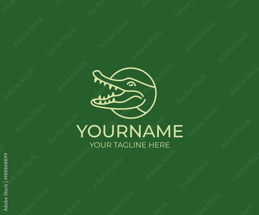 Fototapeta premium Crocodile line logo template. Alligator vector design. Animal croc illustration