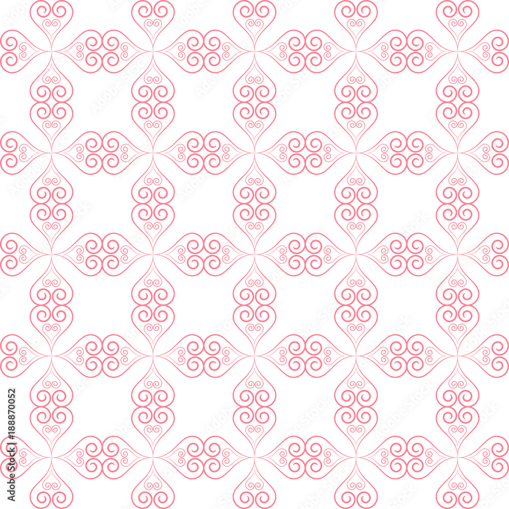 Valentine hearts pattern. Seamless pattern, with line hearts. Pink, white and gray colors. Elegant pattern.