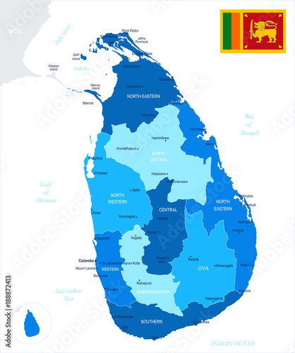 Sri Lanka - map and flag - Detailed Vector Illustration photo