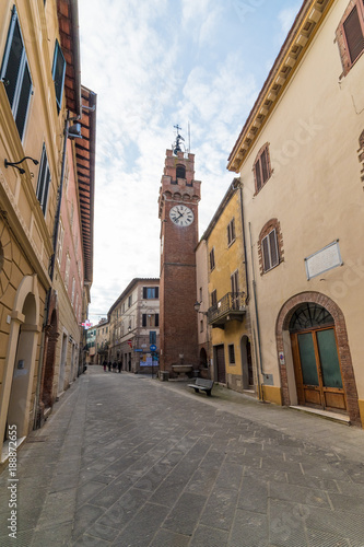 Fototapeta Naklejka Na Ścianę i Meble -  Asciano, Italy - A nice little town in province of Siena, Tuscany region, in the heart of Crete Senesi area.