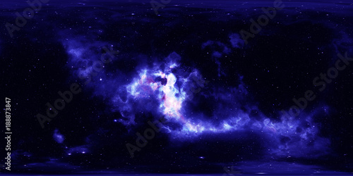 Fototapeta Naklejka Na Ścianę i Meble -  Deep space, stars and nebula. Spherical environment HDRI map, 360 degrees panorama, equirectangular projection 