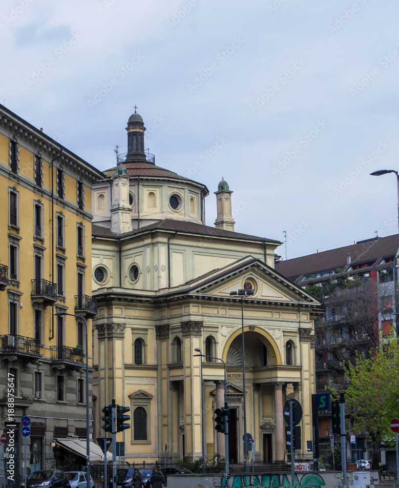 an ancient church in the historic district of porta nuova in Milan, Italy