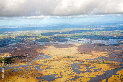 salt marsh and river aerial view