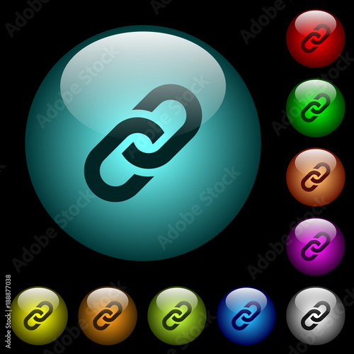 Link icons in color illuminated glass buttons
