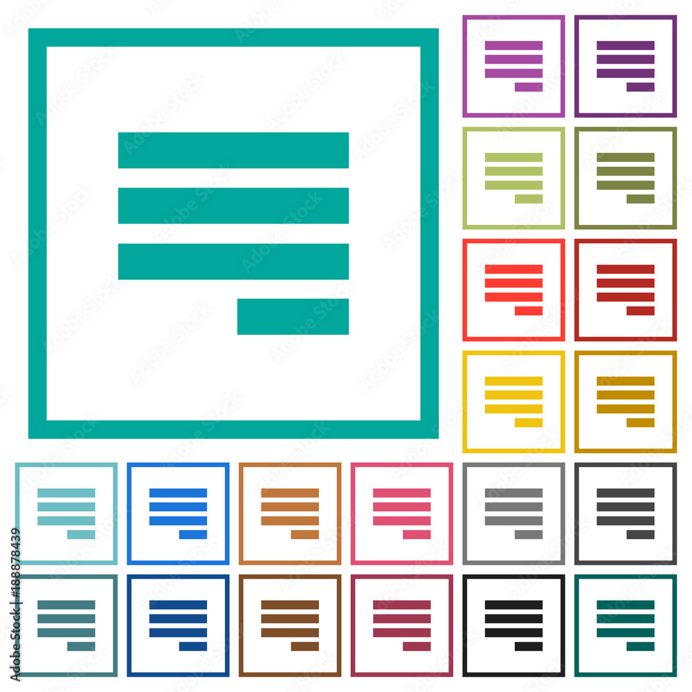 Text align justify last row right flat color icons with quadrant frames Text align justify last row right flat color icons with quadrant frames